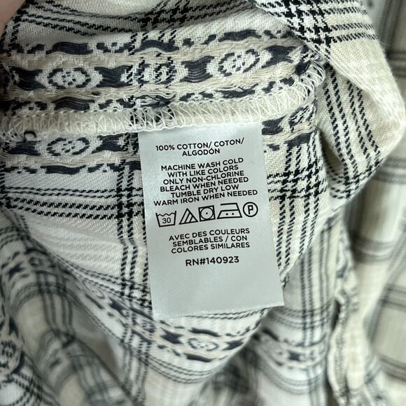 LOFT‎ Shirt Womens Large Black Ruffle Tie Neck Southwestern Aztec Western Chore - Picture 4 of 8